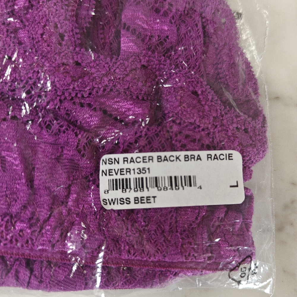 Cosabella Never Say Never Racie Lace Racerback Bralette in Swiss Beet | Large - Picture 9 of 9